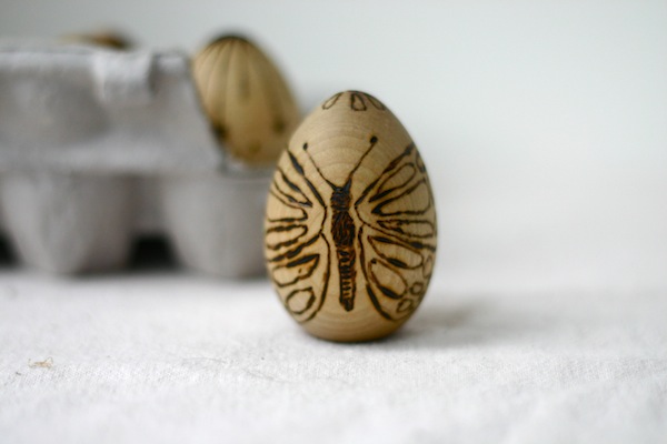 Wood burned wooden eggs for baby's Easter basket - butterfly | OnePartSunshine.com