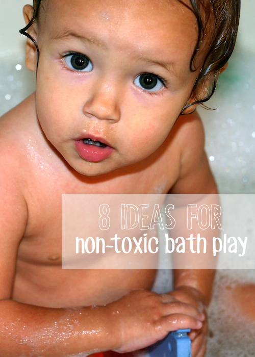 Non-Professional plays in baths with a toy